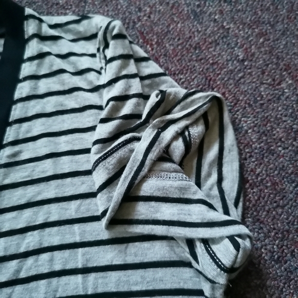 FREE PEOPLE Bodysuit T-shirt With stripes Size Medium Grey Black - Picture 7 of 15